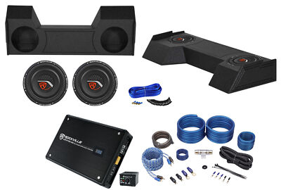 (2) 12'' Subwoofers+Amplifier+Bedlined Sub Box+For 2019-2020 Dodge Ram Crew Cab