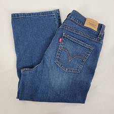 Levis Perfectly Slimming 512 Jeans Capri Dark Wash 5 Pocket Blue Denim Womens 12