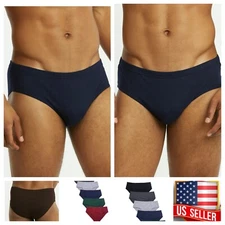 6 PACK Men Bikini Briefs Cotton Low Rise Underwear Solid Boxer Trunk S-XL