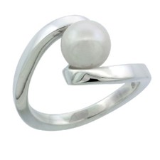Sterling Silver Fancy Swirl Design Pearl Ring