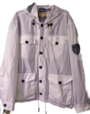 Creative Garments TFG Men s Windbreaker Hoodie Size XL White/Blue Check Lining