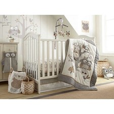 Levtex Baby Night Owl 7-Pc Crib Bedding Set New Grey/Taupe