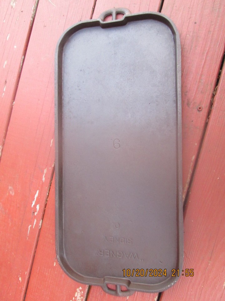 Vintage Wagner Cast Iron 9 long griddle straight logo eBay