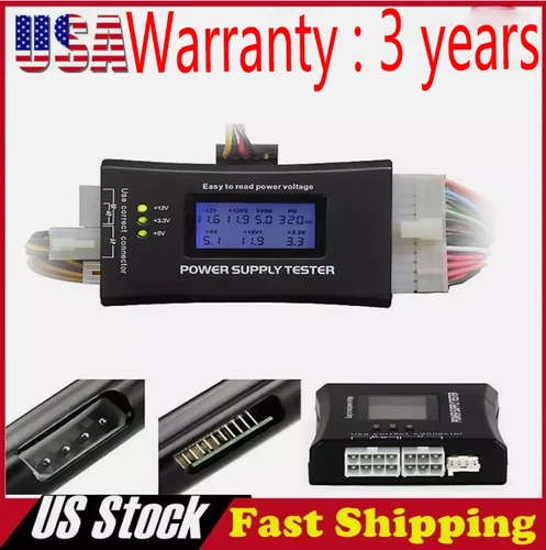 Power Supply Tester PC Computer LCD 20/24 PSU ATX BTX ITX SATA HDD Digital Pin 4