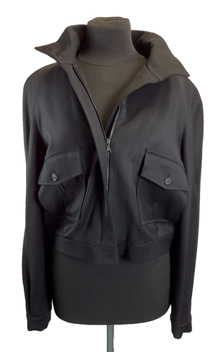 Burberry cropped black women's wool jacket Size 14 Made in Italy K4
