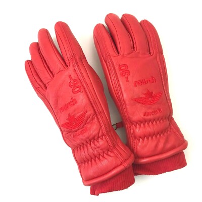 Vintage REUSCH Aircrew -30° Leather Gloves  Womens 7 RED Lined Winter Ski Snow