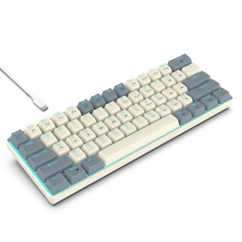 Professional 61 Key Corded Mechanical Keyboards with Customizable Ice Blue