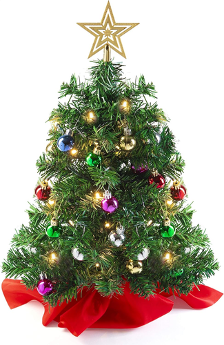 22-Inch Mini Christmas Tree with Lights Ornaments and Presents - Small Christmas