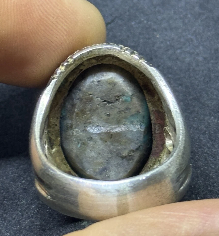 Anillo de plata 925 hecho a mano con piedra turquesa natural Foto 4 de 4