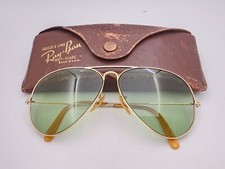 Vintage B L Ray Ban Bausch  Lomb 1/10 12k GF 58mm Green Aviators Marble w/Case