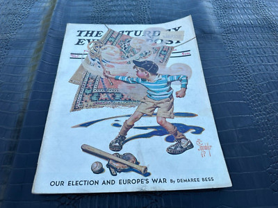 MAY 11 1940 SATURDAY EVENING POST vintage magazine LEYENDECKER - RUG BEATER