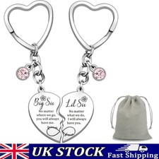 Little Sister Big Sister Set Keyring Matching Heart Keyrings Set Gift For Sister