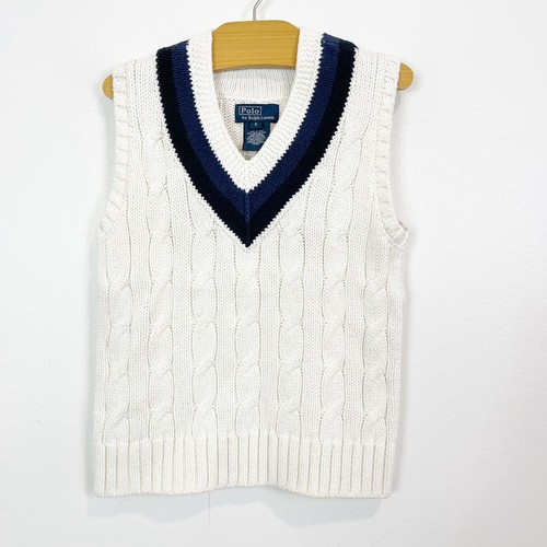 Youth Kids Knit Sweater Vest Cream 