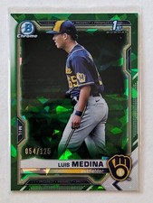 2021 Bowman Chrome Sapphire Luis Medina Green Refractor /125 #BCP-202 Brewers