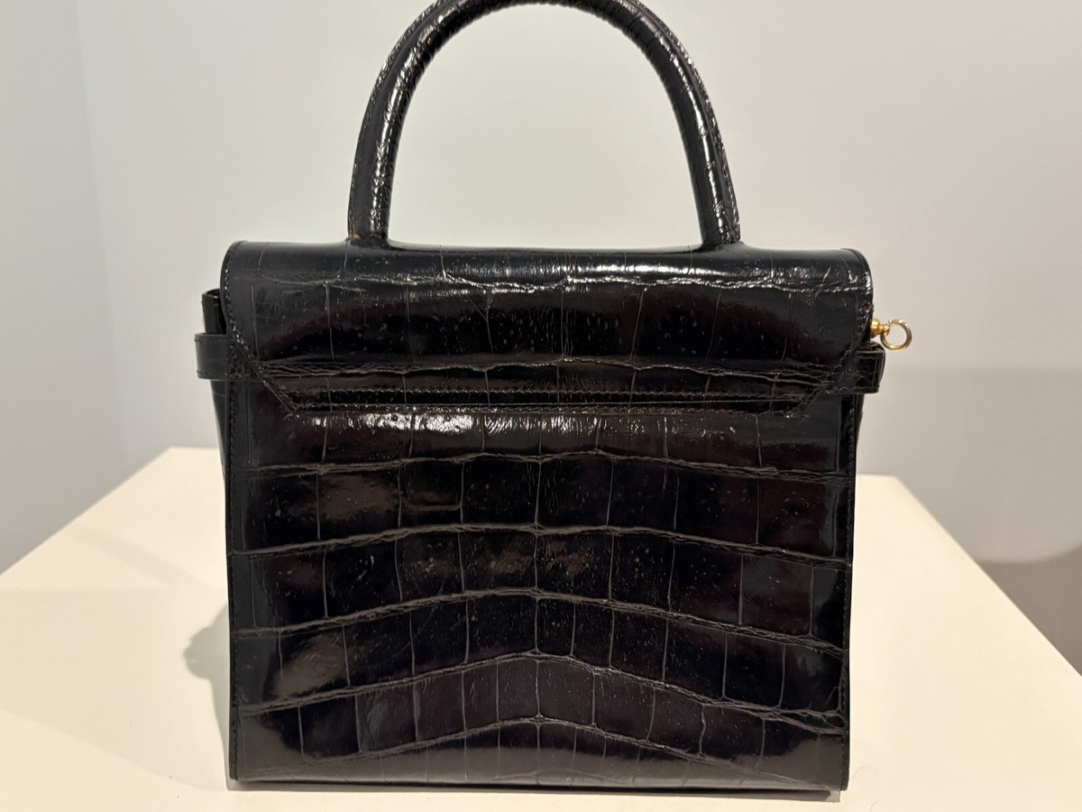 GIANFRANCO FERRE BLACK LEATHER CROCODILE EMBOSSED PURSE | eBay