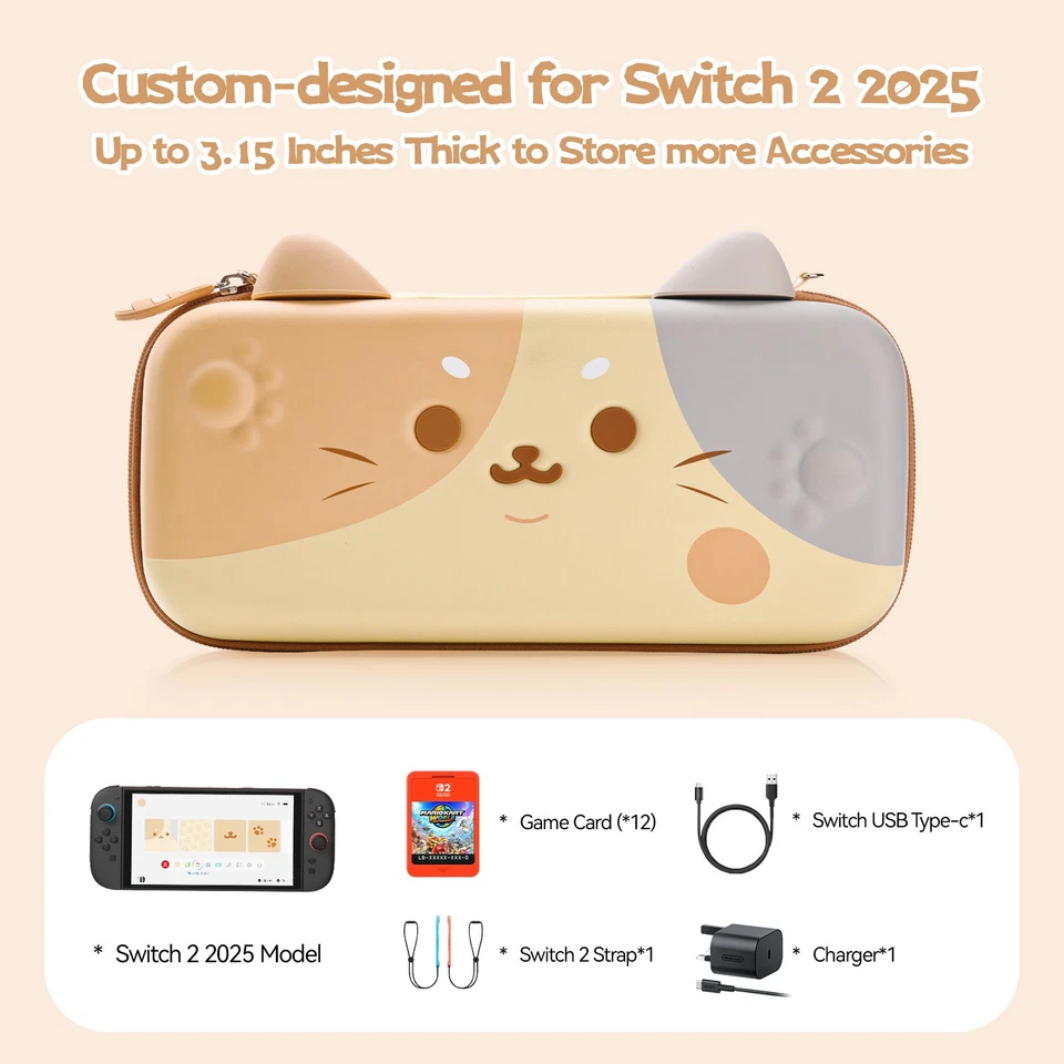 GeekShare Custodia da Trasporto per Nintendo Switch 2025 Spessa Custodia Calico Cat - Immagine 2 di 4