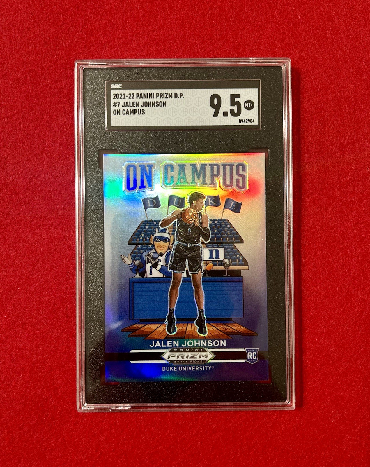 2021 Prizm Draft Picks #7 Duke ON CAMPUS ROOKIE CASE HIT Jalen Johnson SGC 9.5