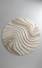 Alfombra de lana redonda acolchada a mano de alta textura baja 4 pies | Textura abstracta beige