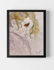 GUAJARDO Original Contemporary Expressionism Butterfly Eye 11X8.5 Paper Signed