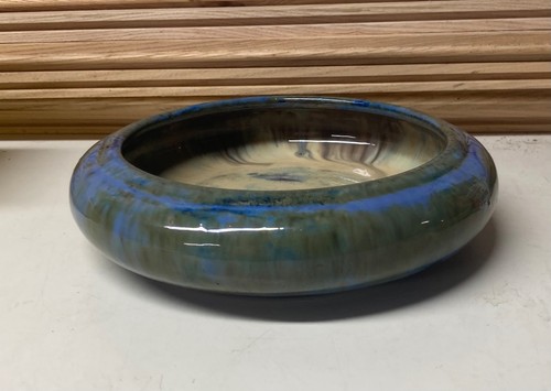 Vintage FULPER Art Pottery 9" Diameter Bowl FLAMBE Blue Green Cream - Picture 3 of 5