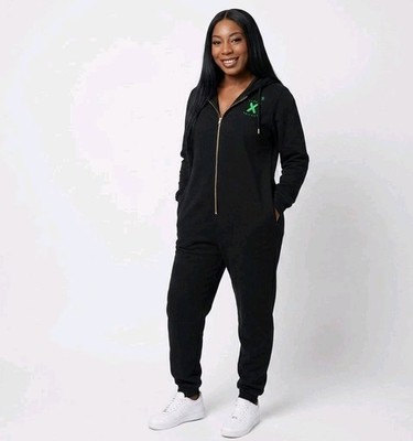 Savage X Fenty Forever Savage Hooded Jumpsuit Black Neon Green Womens XL Mens M