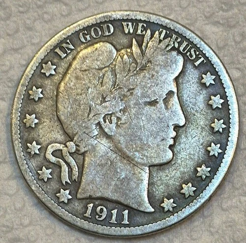 1911 S Barber Half Dollar VF Features 90% Silver 50c US Type Coin Collectible
