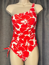 NWOT Vince Camuto Floral One Piece Swimsuit One Strap Size 6 Tangerine