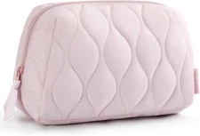 Makeup Bag- Puffy Padded Travel Cosmetic Organizer Case, WideOpen Toiletry Pouch