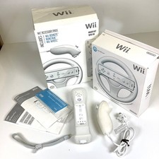 Official Nintendo Wii WHITE Remote w/ Motion Plus Nunchuck  Wheel OEM TESTED