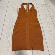 Guess small bandage mini dress NWT gold orange halter zip holiday stretch y2k