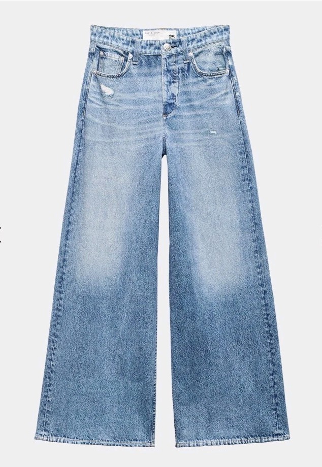 $258 Rag & Bone Miramar Sofie Ankle Length Wide Leg Pants/Jeans- Med Wash sz 26