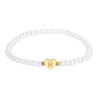 Perlen Initial Armband FüR Damen Gold Herz Charm Perlen Buchstaben Armband H