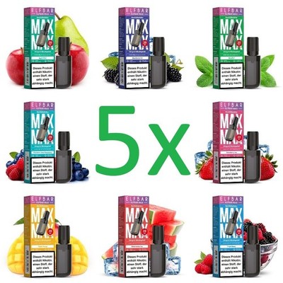 5 x Elfbar Max Pod Nachfüllbehälter Tank Pod je 10ml Liuqid 20mg