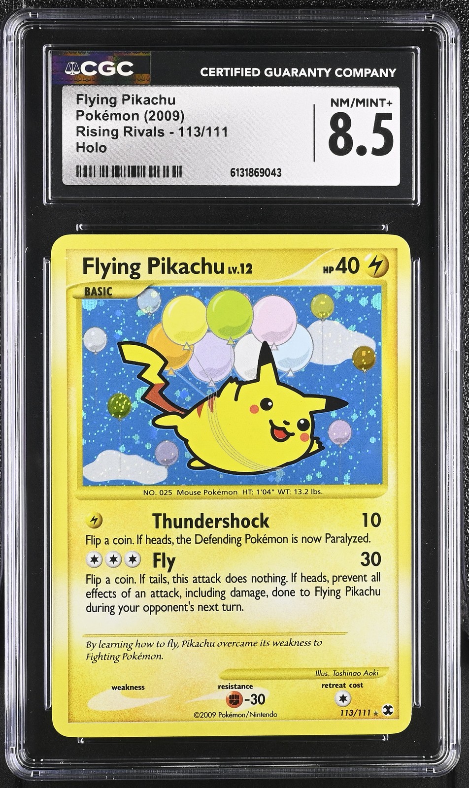 CGC 8.5 NM/MINT+ Flying Pikachu 113/111 Rising Rivals Holo Pokemon Card
