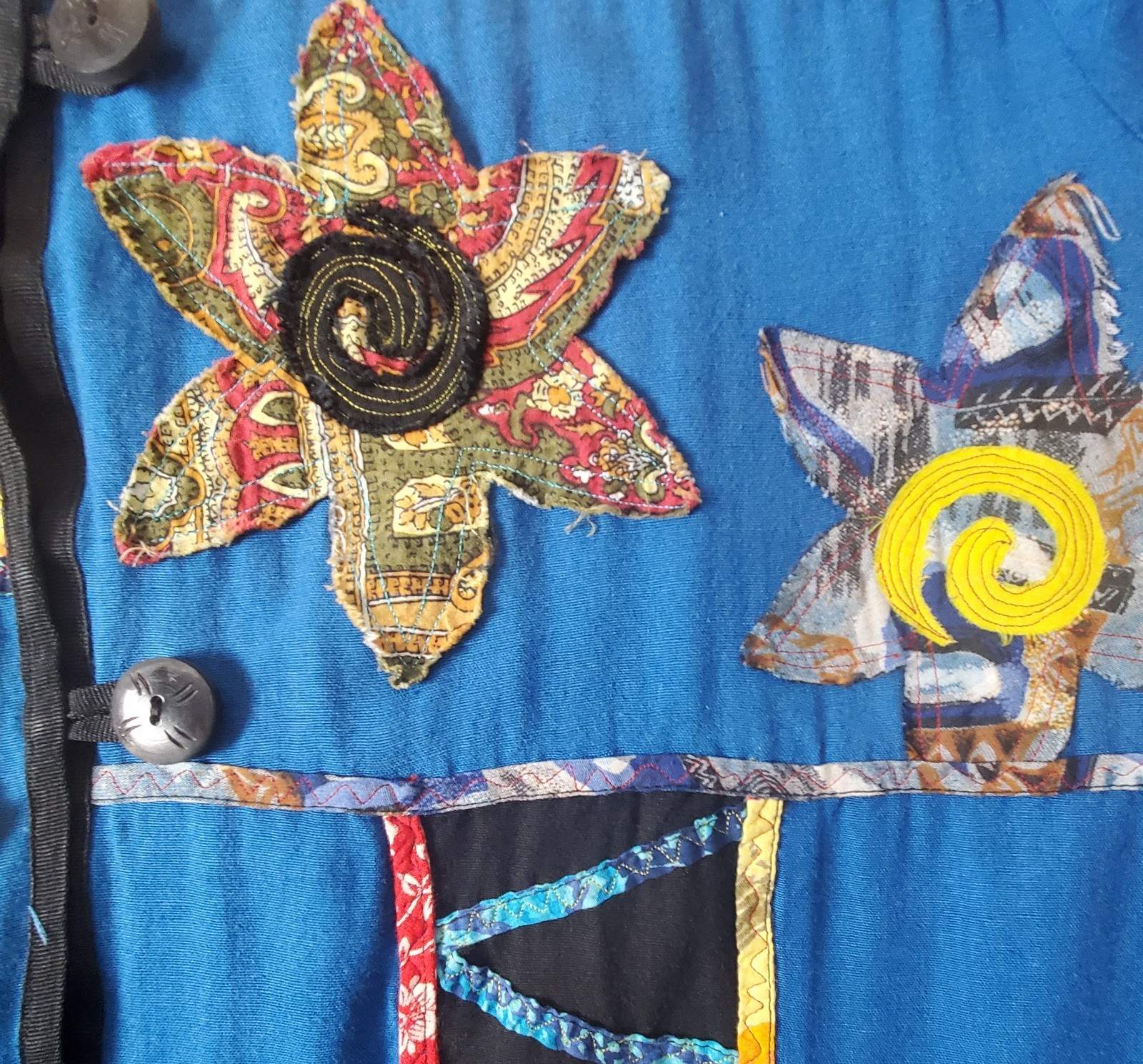 Floral Patchwork Jacket Hippie Boho Textured Art … - image 9