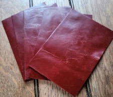 Red Vintage Aged 100% Leather 16cm x 11cm offcuts You get 5 pieces