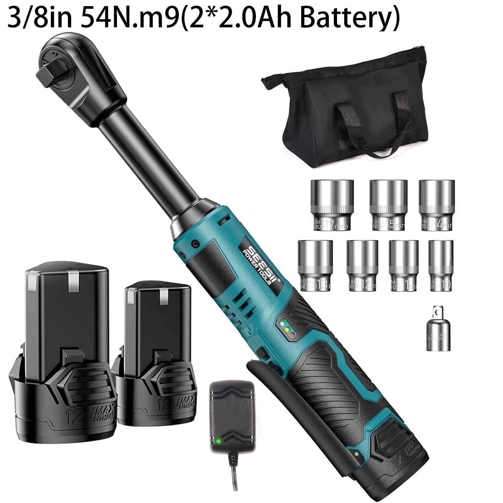 SEESII Cordless Ratchet Wrench, High Torque Electric Battery Impact Wrench Gun