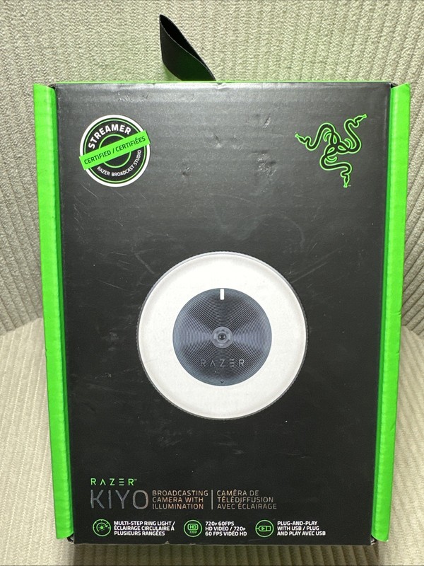 Razer Kiyo Gaming WebCam for PC, RZ19-02320100-R3U1 4 MP Streaming Camera- Black
