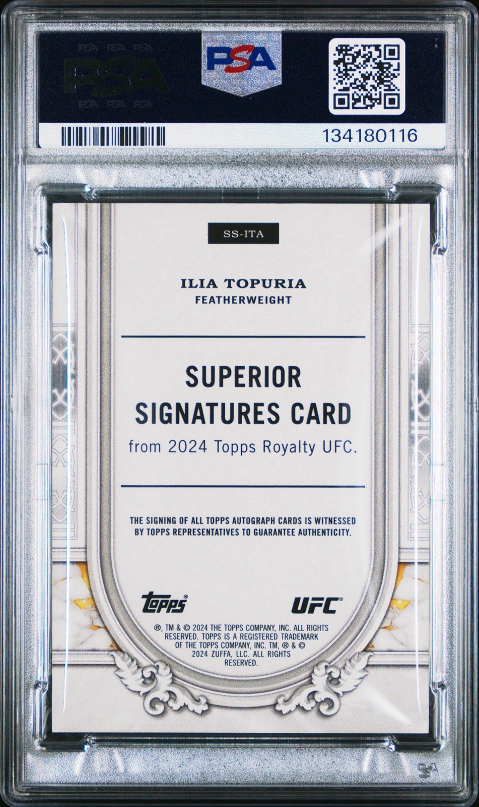 2024 Topps Royalty UFC Ilia Topuria Superior Signatures First Auto /25 PSA 8 view 2