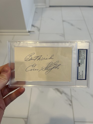 Enos Slaughter Signed Index Card PSA Encapsulated Autograph Yankees Auto - Picture 3 of 3