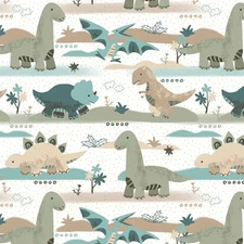 By The Yard, Dinosaur Stripe Cotton FLANNEL,  $3.99 Ships ANY Amount Of Fabric!