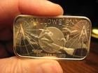 Scarce Madison Mint 1973 Halloween One Troy Ounce .999 Silver Bar Ingot