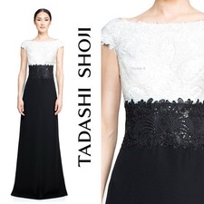 NWT Tadashi Shoji Lace Sequin Long Dress Color Block Formal Gown