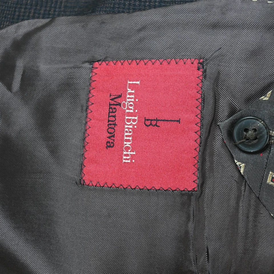 Blazer Abrigo Deportivo Luigi Bianchi Mantova 44R Marrón Cuadros Glenn 100% Lana Italia Foto 4 de 4