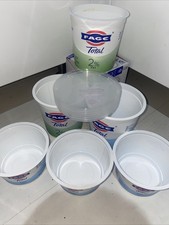 6 x pots de yaourt fage vide en plastique baignoire seau 1 kg couvercles arts artisanat peinture école