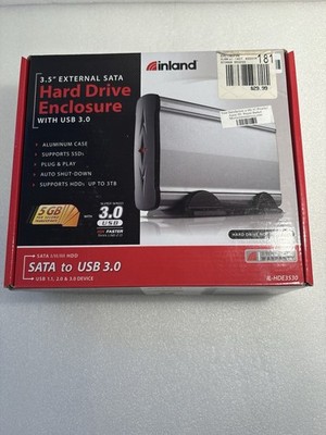 3.5'' USB 3.0 SATA External Hard Drive Enclosure Aluminum Case Inland