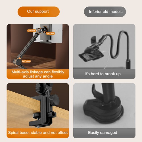 Tablet Halterung Tablet Ständer Handy Halter Bett 360°Drehbarer für iPad/iPhone - Afbeelding 8 van 12