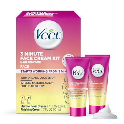 Veet 3 Minute Facial Hair Removal Cream for Women, 3.4 Fl Oz (Pack of 1) 