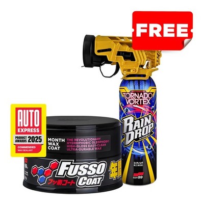 Soft99 Fusso Coat Dark 12M Wax 200g + Rain Drop Tornado Vortex 300ml Set