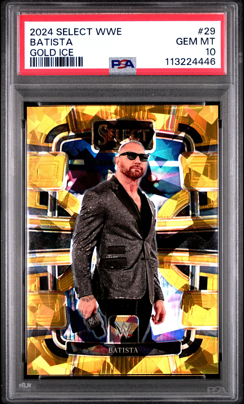 2024 Panini Select WWE Batista #29 Gold Ice 05/10 PSA 10